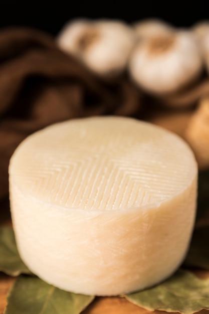 Close-up of fresh spanish manchego cheese