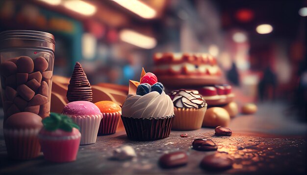 A close up of freshly baked cupcakes with icing generated by AI