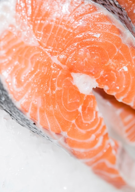 Close-up of freshly cut fish meat