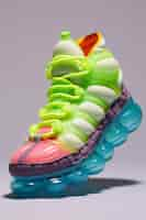 Free photo close up on futuristic sneakers showcase