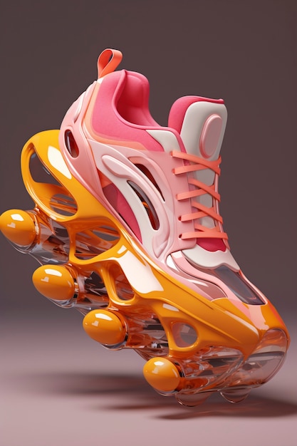 Close up on futuristic sneakers