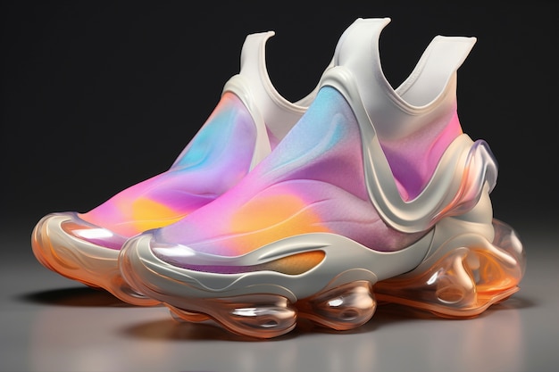 Close up on futuristic sneakers