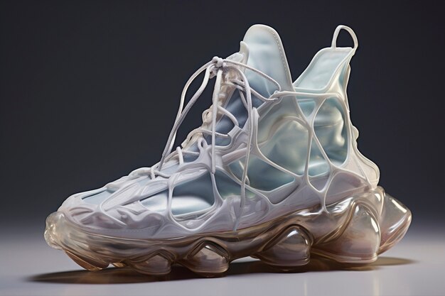 Close up on futuristic sneakers