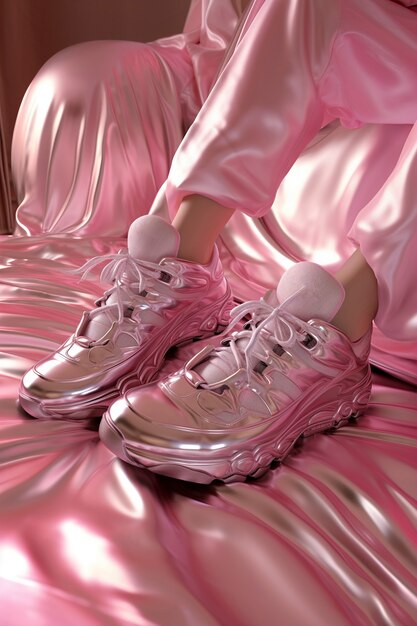 close up on futuristic sneakers