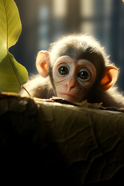 Free photo close up on gibbon in nature