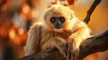 Free photo close up on gibbon in nature