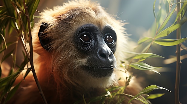 Free photo close up on gibbon in nature