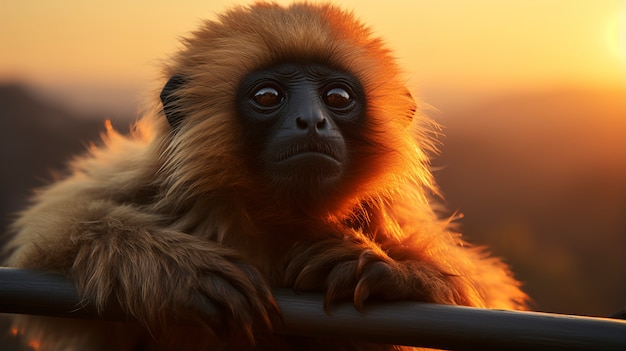 Free photo close up on gibbon in nature