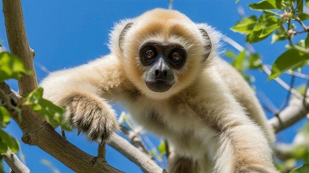 Foto gratuita primo piano sul gibbone in natura