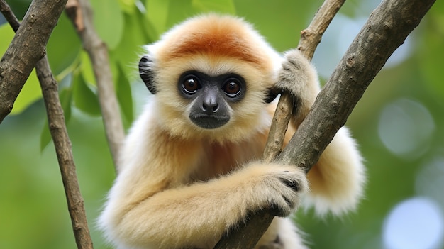 Free photo close up on gibbon in nature