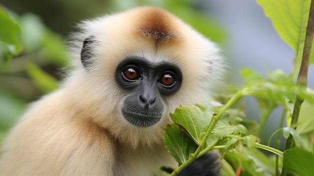 Free photo close up on gibbon in nature