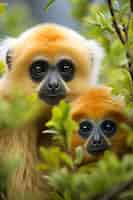 Foto gratuita primo piano sui gibboni in natura