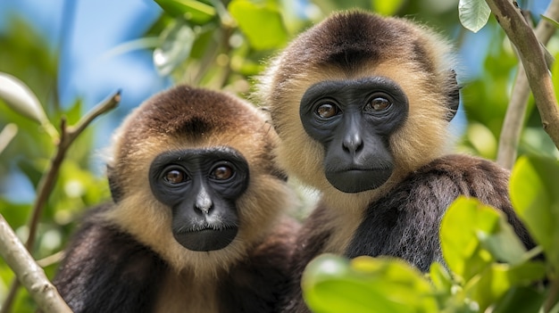 Foto gratuita primo piano sui gibboni in natura