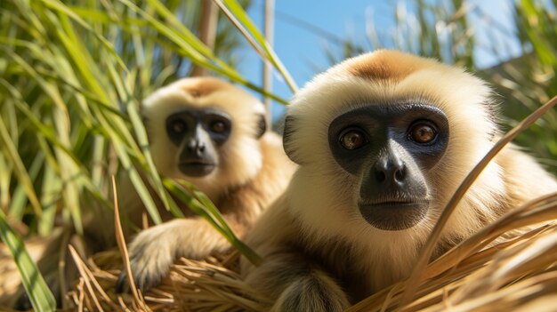 Free photo close up on gibbons in nature