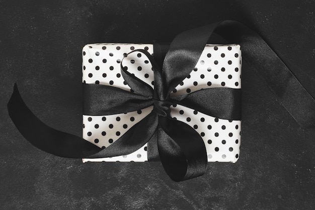 Close-up of gift box with ribbon