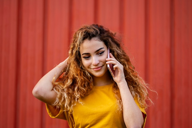 Close-up girl holding smartphone