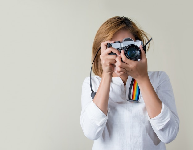 Close-up of girl taking photo