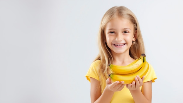 Close up on girl with bananas