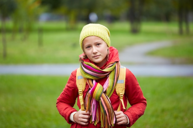 Close-up of girl with colorful scarf