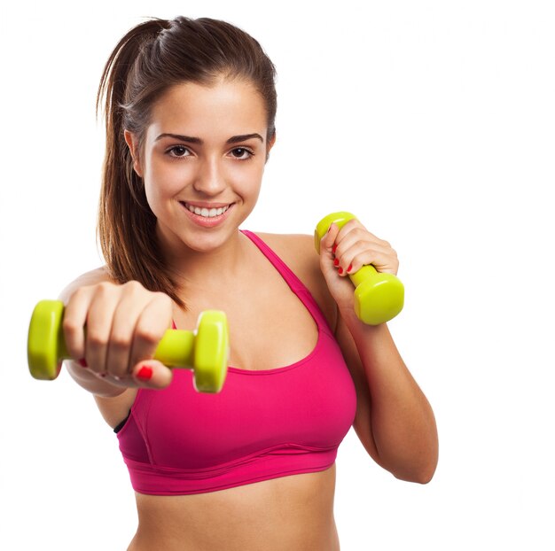 Close-up of girl with a ponytail exercising