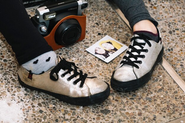 Close up of girl with shoes