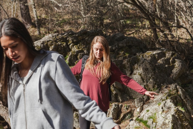 Close-up of girls in balance