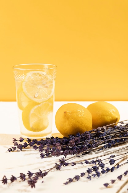 Close-up glass of fresh lemonade