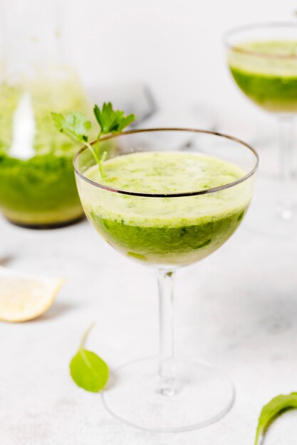 Close-up of glass of healthy smoothie