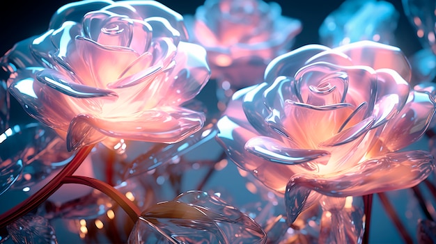 Close up on glass roses