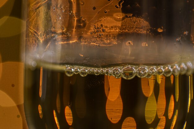 Close-up glass with champagne on new year night