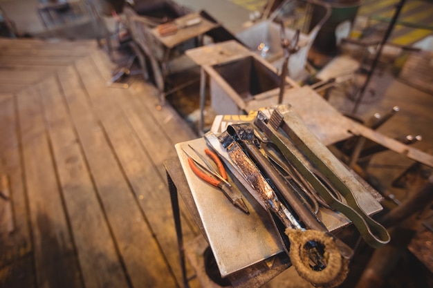 Close-up of glassblowing tool