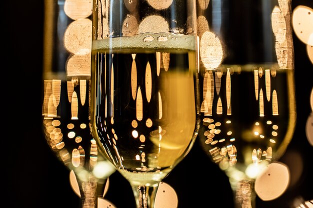 Close-up glasses with champagne