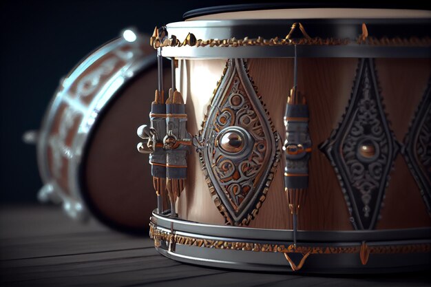 Close up of a golden metallic drum barrel generative AI