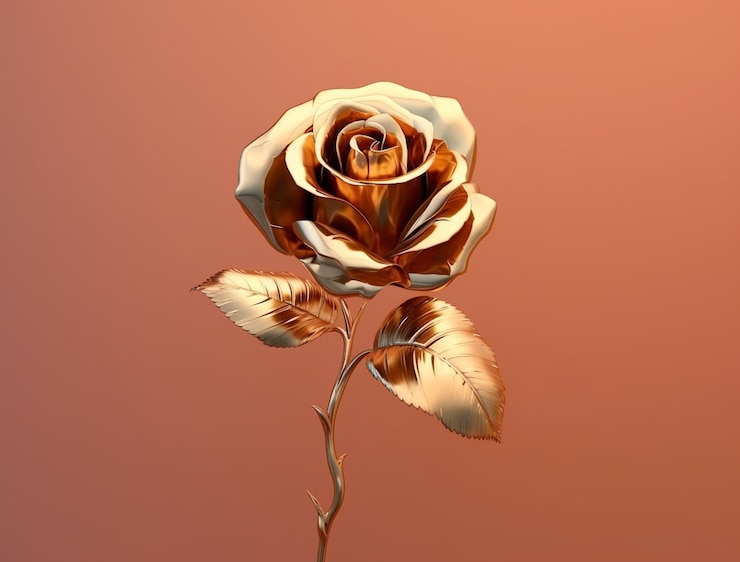 Free Photo close up on golden rose