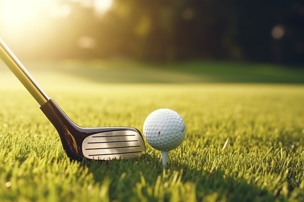 Close up on golf ball on grass