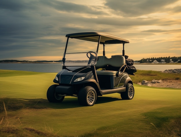 Free photo close up on golf cart