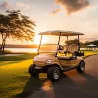 Free photo close up on golf cart