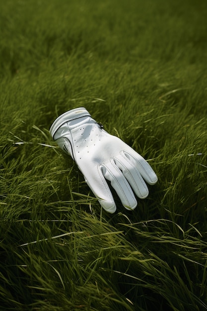 Close up on golf gloves on grass