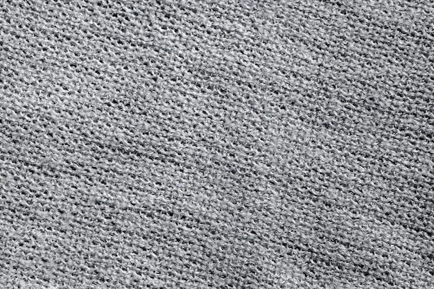 Close up of gray knitted wool texture.