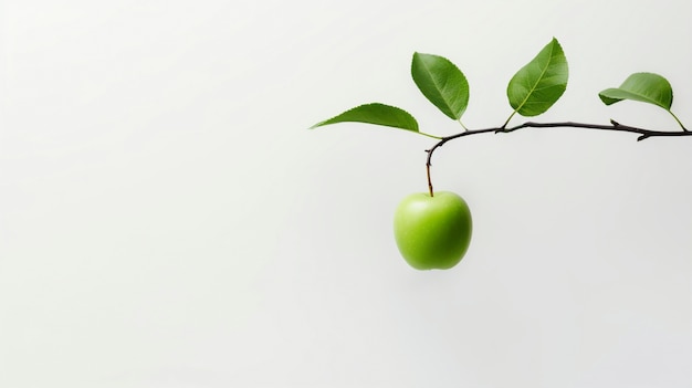 Chiuda sulla mela verde sul ramo
