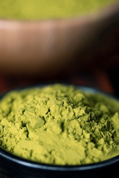 Free photo close-up green asian tea matcha