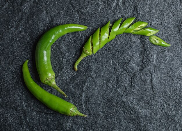 Close up green chili pepper photo. High quality photo