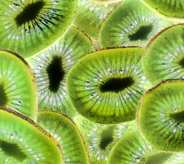 Close up of green kiwi fruit slices