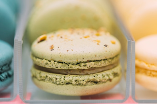 Close-up green macaroon