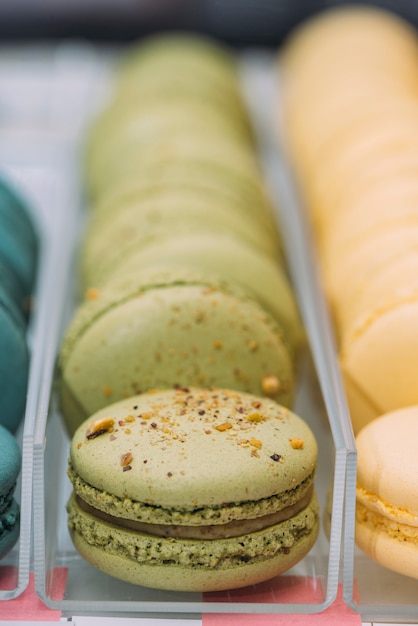 Close-up green macaroons