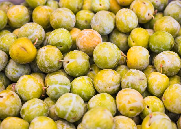 Close-up of green plums or greengage fruit