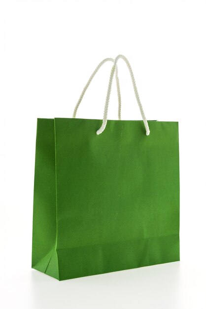 녹색 쇼핑백의 클로즈업
