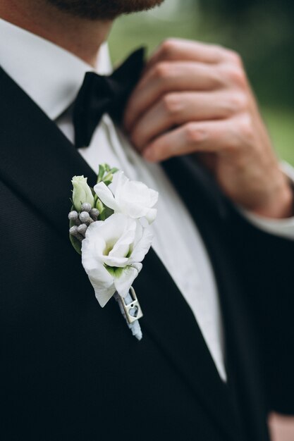 Close-up groom's suit