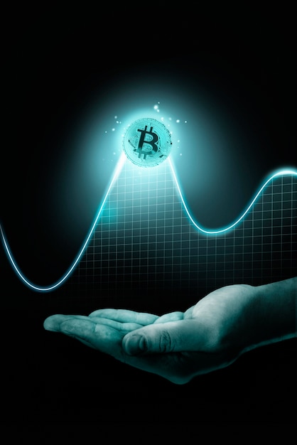 Close up hand bitcoin concept