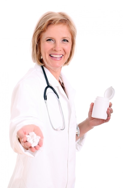 Free photo close up of hand of a doctor with pills